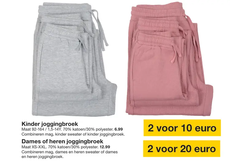 Aanbieding: Kinder, dames of heren joggingbroek