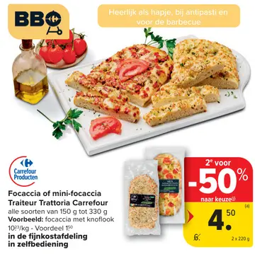 Aanbieding: Focaccia of mini-focaccia Traiteur Trattoria 
