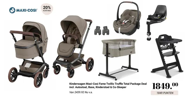 Aanbieding: Kinderwagen Maxi-Cosi Fame Twillic Truffle Total Package Deal