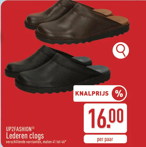 Promotie: Lederen clogs