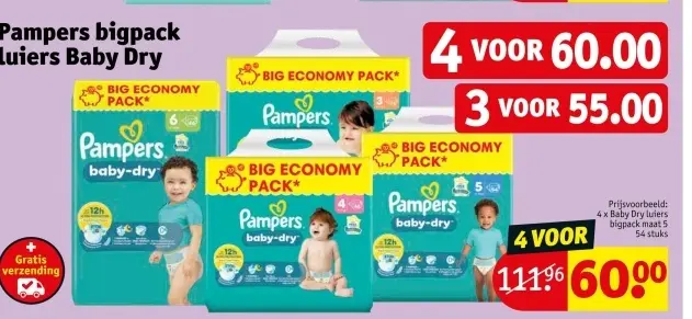 Aanbieding: Pampers bigpack luiers Baby Dry