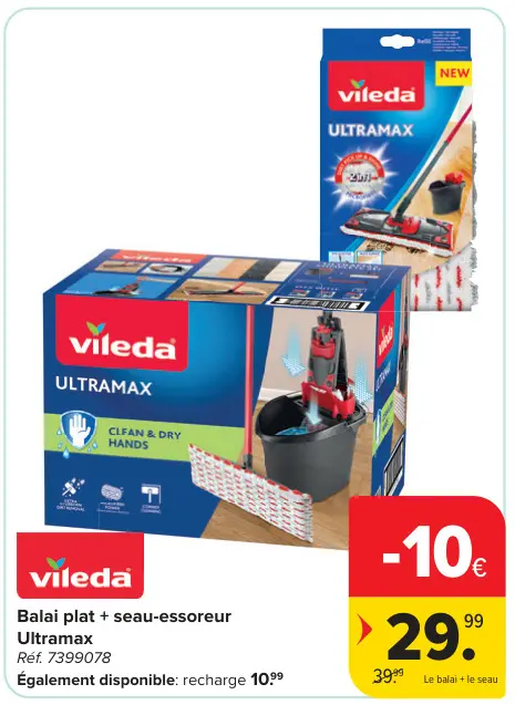Offre: Balai plat + seau-essoreur Ultramax