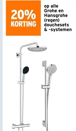Aanbieding: Grohe en Hansgrohe (regen) douchessets & -sys