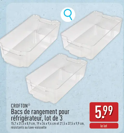 Offre: Bacs de rangement pour réfrigérateur