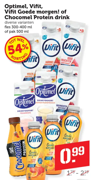 Aanbieding: Optimel, Vifit, Vifit Goede morgen! of Chocomel Protein drink