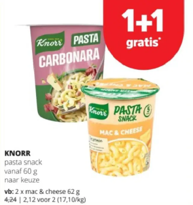 Promotie: Pasta snack vanaf 60 g