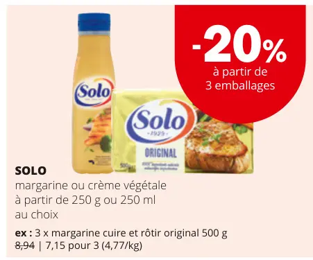 Offre: Margarine ou crème végétale