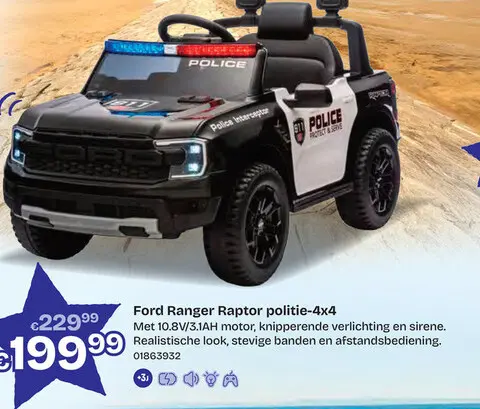 Aanbieding: Ford Ranger Raptor politie-4x4 met 10.8V/3.1AH motor