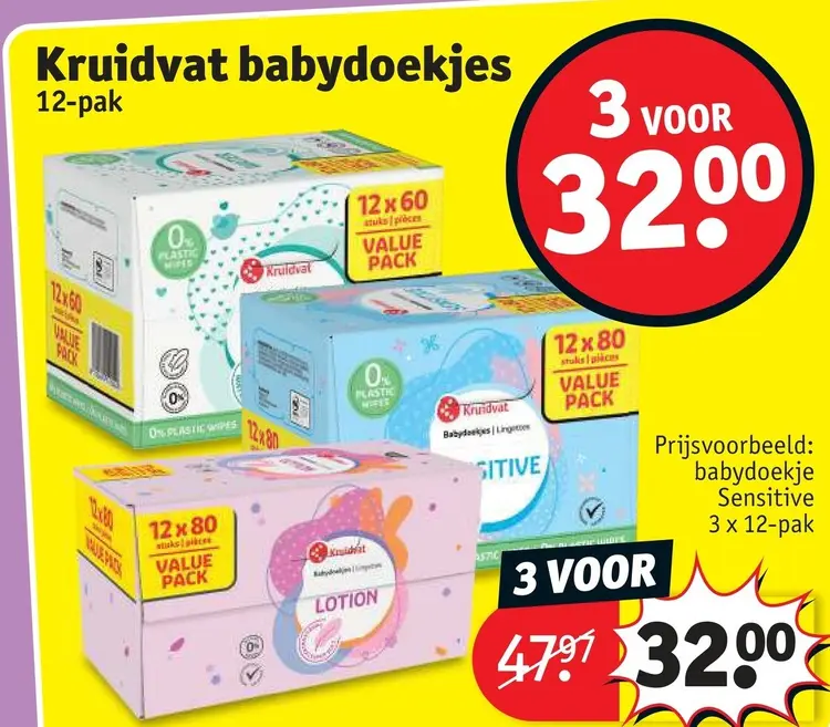 Aanbieding: Babydoekjes 12-pak