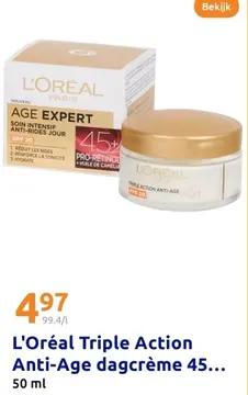 Aanbieding: L'Oréal Triple Action Anti-Age dagcrème 45...