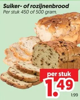 Aanbieding: Suiker- of rozijnenbrood