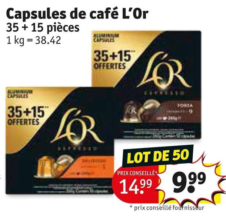 Offre: Capsules de café L'Or