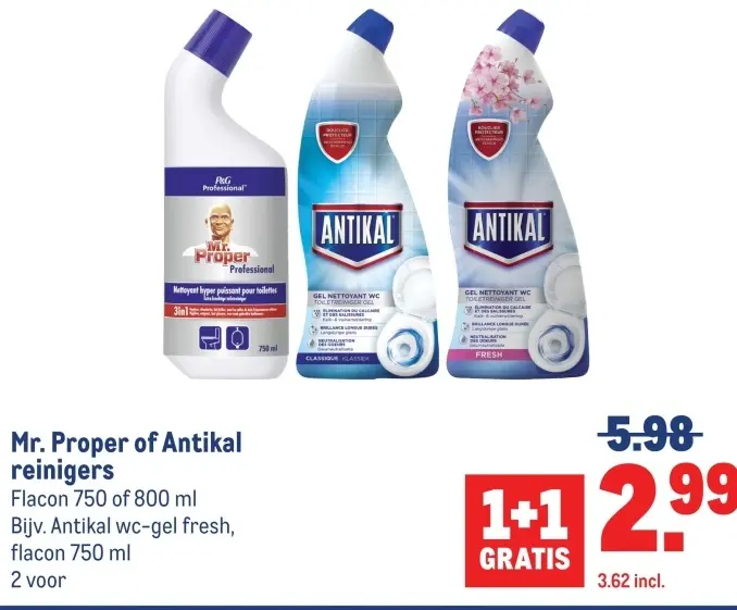 Aanbieding: Mr. Proper of Antikal reinigers