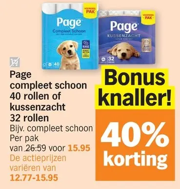 Promotie: Page compleet schoon of kussenzacht