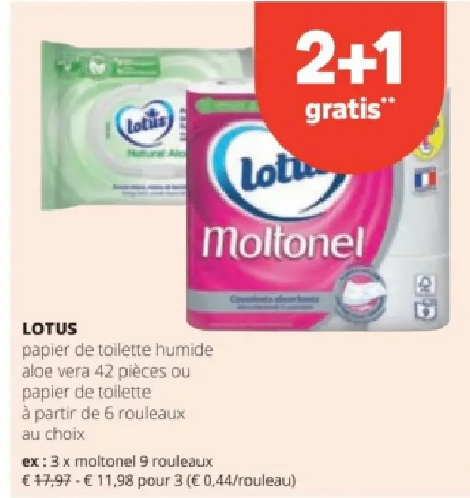 Offre: papier de toilette humide aloe vera ou papier