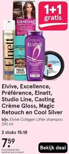Aanbieding: Elvive, Excellence, Préférence, Elnett, Studio Line, Casting Crème Gloss, Magic Retouch en Cool Silver