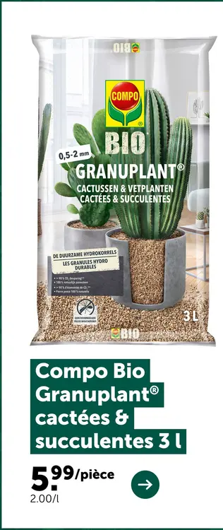 Offre: Compo Bio Granuplant cactées & succulentes