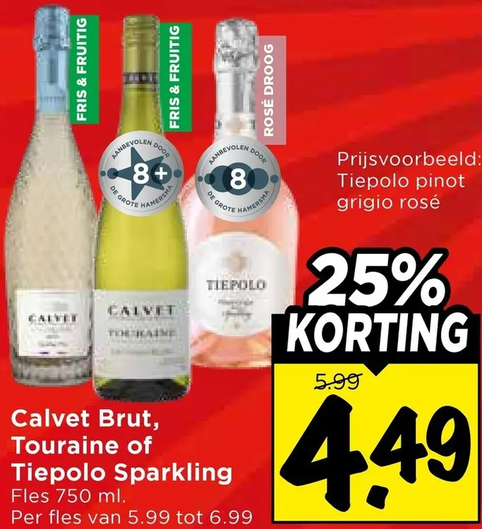 Aanbieding: Calvet & Tiepolo Brut, Touraine of Sparkling