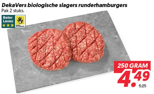DekaVers biologische slagers runderhamburgers