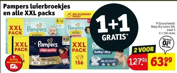 Aanbieding: Pampers luierbroekjes en alle XXL packs