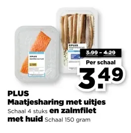 Aanbieding: Maatjesharing met uitjes en zalmfilet met huid