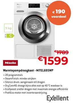 Aanbieding: Warmtepompdroogkast - MITEL695WP