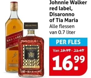 Johnnie Walker red label, Disaronno of Tia Maria
