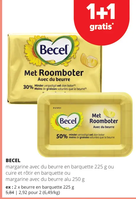 Offre: Margarine avec du beurre en barquette 
