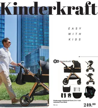 Aanbieding: Kinderwagen Kinderkraft Esme 3-in-1 incl. Autostoel Pure Black