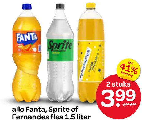 Aanbieding: Fanta, Sprite of Fernandes fles