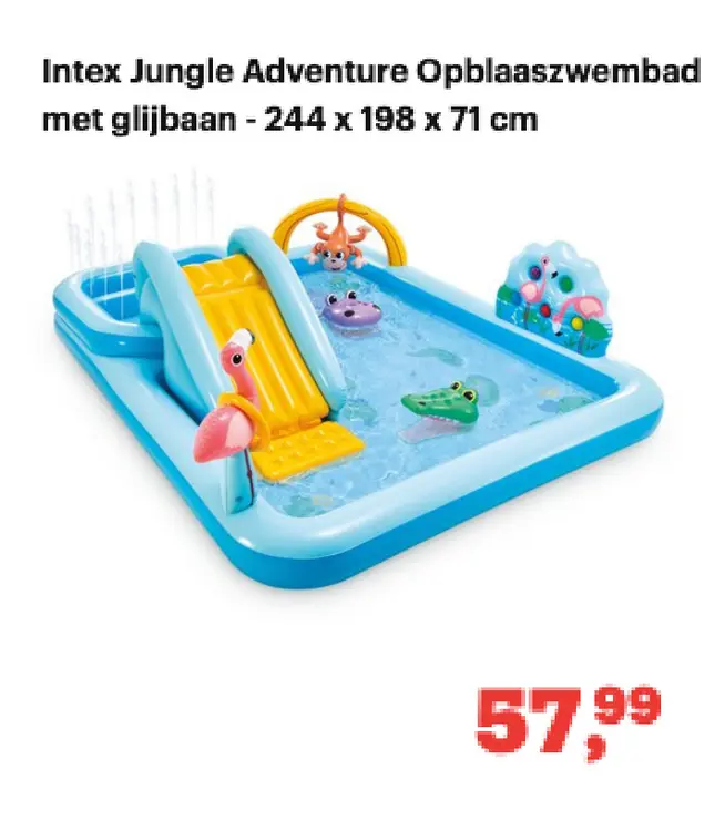 Promotie: Jungle Adventure Opblaaszwembad met glijbaan