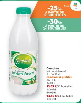 Offre: Campina lait demi-écrémé