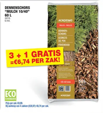 Promotie: Agrofino Mulch boomschors 10-40 mm 60l den
