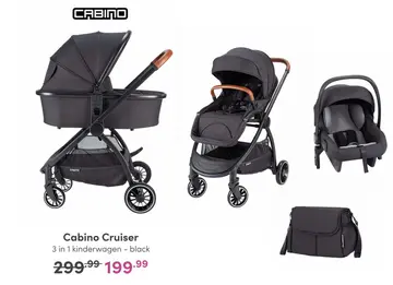 Aanbieding: Cabino Kinderwagen 3 In 1 Cruiser Black