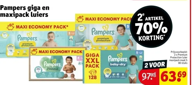 Promotie: Pampers giga en maxipack luiers