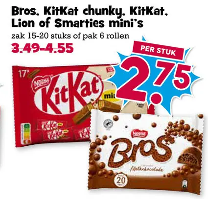 Aanbieding: Bros, KitKat chunky, KitKat, Lion of Smarties