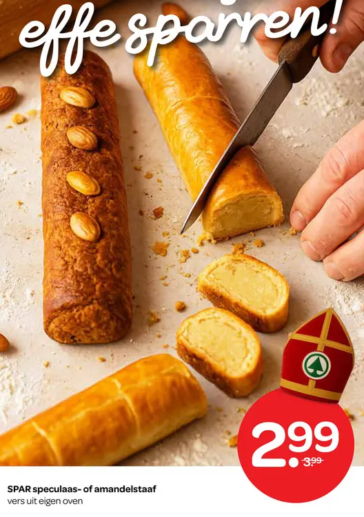 Aanbieding: speculaas- of amandelstaaf