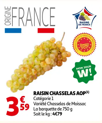 Promotie: Raisin chasselas aop