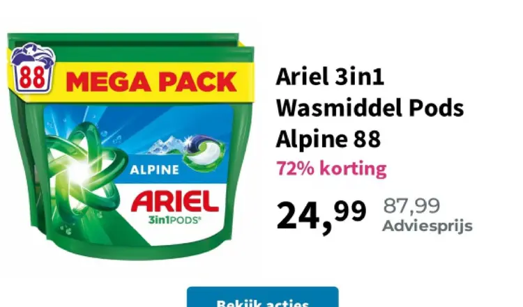 Aanbieding: Ariel 3in1 Wasmiddel Pods Alpine