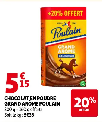 Offre: Chocolat en poudre grand arôme