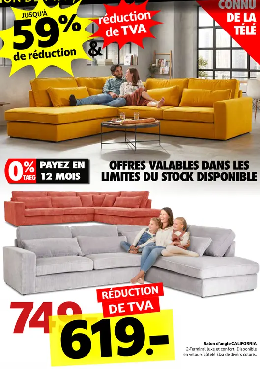 Offre: Salon d'angle CALIFORNIA