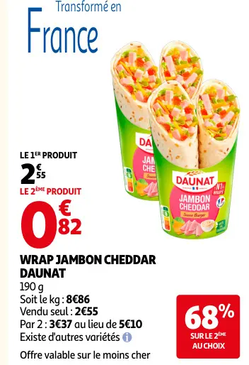 Offre: Wrap jambon cheddar