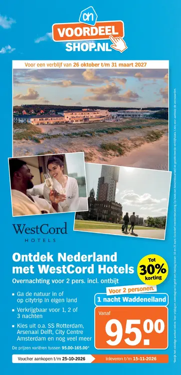 Aanbieding: WestCord Hotels Overnachting voor 2 pers. incl. ontbijt