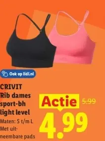 Aanbieding: Rib dames sport-bh light level