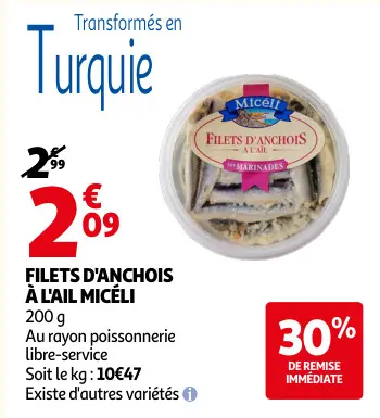 Offre: Filets d'anchois à l'ail
