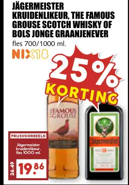 Aanbieding: Jägermeister kruidenlikeur, The Famous Grouse