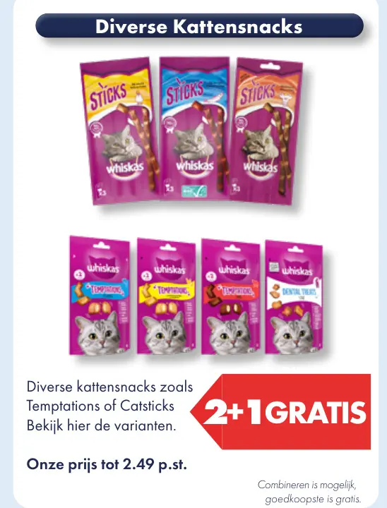 Aanbieding: Diverse Kattensnacks zoals Temptations of Catsticks