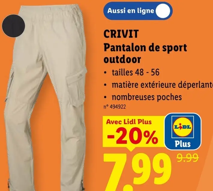 Offre: CRIVIT Pantalon de sport outdoor