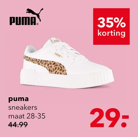 Aanbieding: Puma Carina 3.0 meisjes sneakers met panterprint details wit