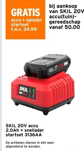 Aanbieding: 20V accu 2.0Ah + snellader startset 3136AA